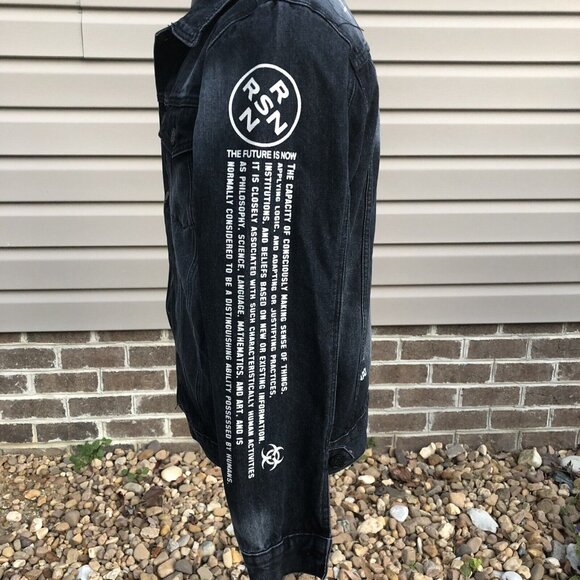 Reason Black Denim Jacket Mens Size Medium Apollo X RSN-1 Moto Style  NWOT - Picture 2 of 7